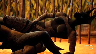 furry jackal vs furry dragon in scissoring action