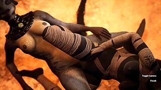 Furry jackal and dragon have sex in a hot game