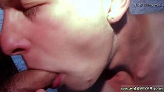 Young and old gay men in a threesome for balls training in the army