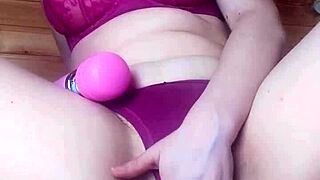 sweet masked blonde masturbates pussy with vibrator to orgasm