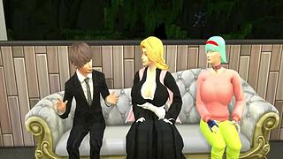 Parodia Hentai - Light Yagami in Trio with Rangiku and Bulma
