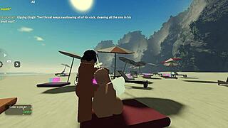In roblox condo 2, she sucks a huge cock on the beach