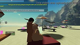 In roblox condo 2, she sucks a huge cock on the beach