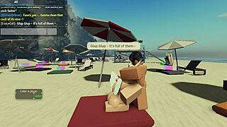 In roblox condo 2, she sucks a huge cock on the beach