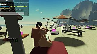 In roblox condo 2, she sucks a huge cock on the beach
