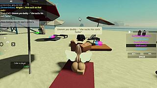 In roblox condo 2, she sucks a huge cock on the beach