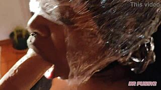 Deepthroat with Saliva Dripping on Ebony Body Emotionally