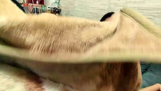 at home, woman commands, man obeys and sucks quietly