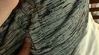 Feeling the joy of playing with my wife's amazing natural tits.