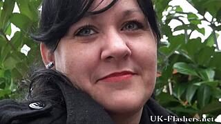 english amateur andreas flashes outdoors, daring striptease gone wild, oops!