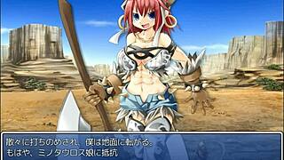 Minotauros Musume In Anime Game.