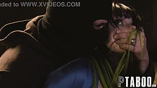 Masked man fucks petite teen's ass