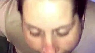 This amazing deepthroat blowjob is sloppy with spitting and cum