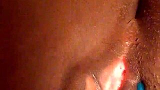 i am playing with my pretty ebony pussy in close up