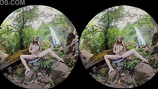 Endza, the erotic brunette beauty, loves yanking her pussy with toys in VR, cumming outdoors 😘