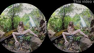 Endza, the erotic brunette beauty, loves yanking her pussy with toys in VR, cumming outdoors 😘