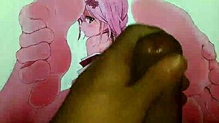 in this anime hentai, a tribute to feet with cum all over the place