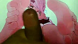 in this anime hentai, a tribute to feet with cum all over the place