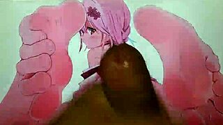 in this anime hentai, a tribute to feet with cum all over the place