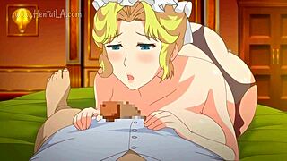 blonde busty maid in anime