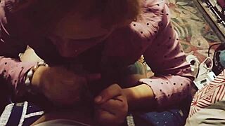 Blonde in Stockings Gives Deepthroat Blowjob