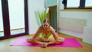 Very Flexible Blonde Stretching and Showing Off During Yoga