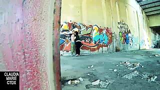 when a street wall is perfect for fucking hard with this curvy couple