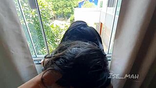 Ise Mah Fucked Her On Bedroom Window And Cum So Good All Over Her Tits