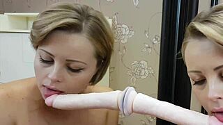 This Beautiful Girl Sucks Two Cocks and Eats Cum Like a Pro