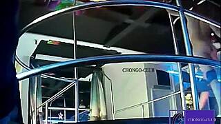 In Cuenca, a latina couple engages in voyeur blowjob with BIG COCK and small tits.