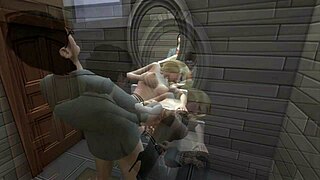 A man seduces a woman and has sex with her in the bathroom after having coffee with his friend