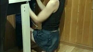 While guests walk by, I give great blowjob on balcony with monster cock 😏