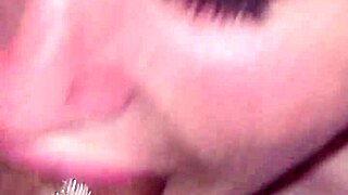 She deepthroats the cock until swallowing every last drop of cum