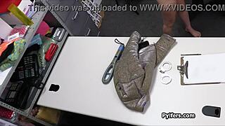 Perky pierced asian steals from the store.