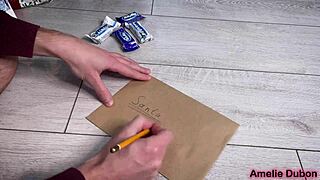 guy gets amelie dubon as xmas gift for hot garage ride