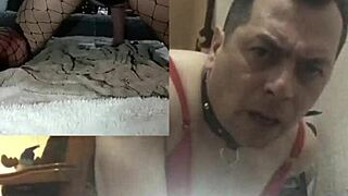 Using two plump dildos in front of cameras