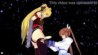 Fate testarossa and nanoha takamachi share intense lesbian futanari play