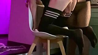 amateur milf fucks him in kitchen, rimming his tight ass hole.