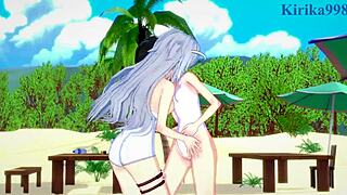 Miku Kohinata and Laura Bodewig in Lesbian Play from Symphogear and Infinite Stratos Hentai