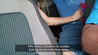 Cristina Almeida gets naughty in parking lot with bareback creampie