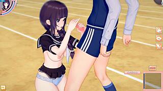 Explosive busty JK gets big tits massaged in 3D anime