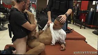 Cops strip search straight guy in bondage, then gay teen joins the fun