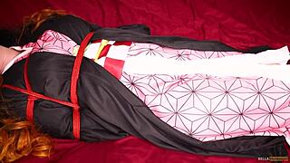 Hentai babe Nezuko gets bound and fucked in uniform