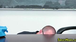 uniformed latina teen 18+ gets facial after blowjob