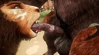 Does the Minotaur Fuck the Lion and Cum in His Mouth?