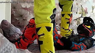 Yo, check these motocross gay dudes in wild biker boots!