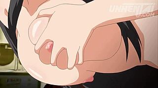 Teen with huge tits in hentai cartoon