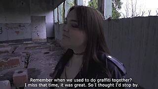 Can You Believe This Curvy Russian MILF Giving Blowjob At Abandoned Site, Ending With Cum On Her Fat Tits?