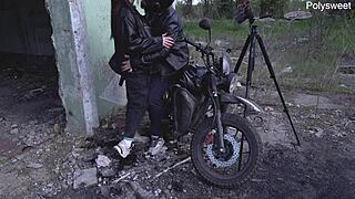 Can You Believe This Curvy Russian MILF Giving Blowjob At Abandoned Site, Ending With Cum On Her Fat Tits?