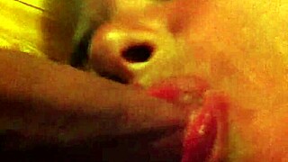 Slut girlfriend loves sucking cock with her redhead nipples exposed